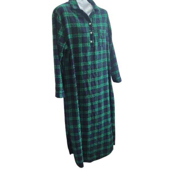 Latuza Cotton Flannel Maxi-Nightgown-L-Tartan Xmas Plaid-Navy/Green-Oversized - Picture 2 of 12